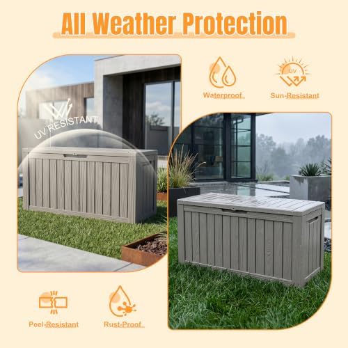 Outdoor Storage Box, 140 Gallon Waterproof Resin Deck Box - Image 2