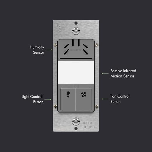 TOPGREENER Humidity Sensor Switch, Dual Tech Humidity PIR Motion Sensor Switch - Image 2