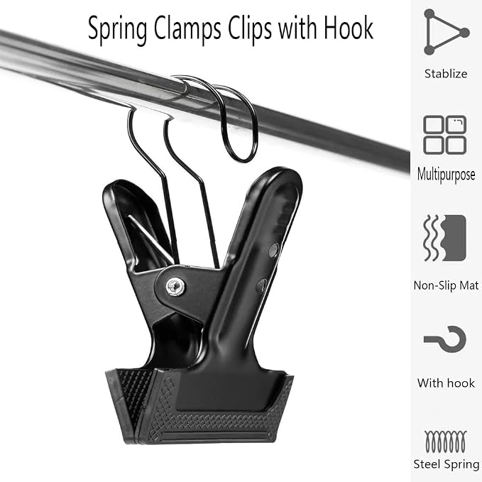Backdrop Spring Clamps With Hook- 4 Pack of 4" Heavy Duty Clips - Image 5