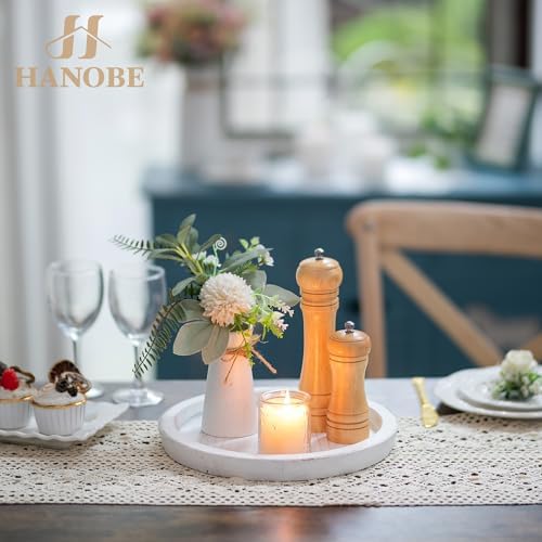 Hanobe Decorative Round Candle Holder Plate, Wood Coffee Table Tray - Image 5