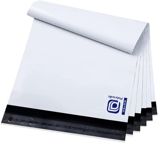 POLYSELLS 300 19x24 Inch White Pack Large Poly Mailers Shipping Envelopes, Strong Adhesive Sealing, Waterproof, and Tear-resistant Postal Mailing Bags for Clothing, and Accessories