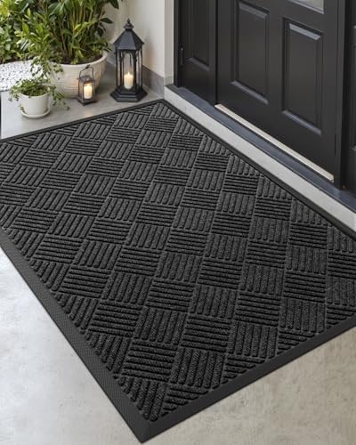 DEXI Front Door Mat Outside Entrance 36x60 Rubber Entry Doormat Black by DEXI