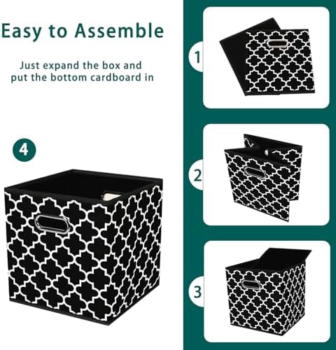 Black Foldable Storage Cubes Bins, Fabric Storage Box Cubes Organizer Baskets - Image 6