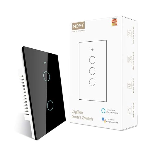 MOES ZigBee Smart Touch Wall Light Switch, Requires Tuya ZigBee Hub, No Neutral by MOES