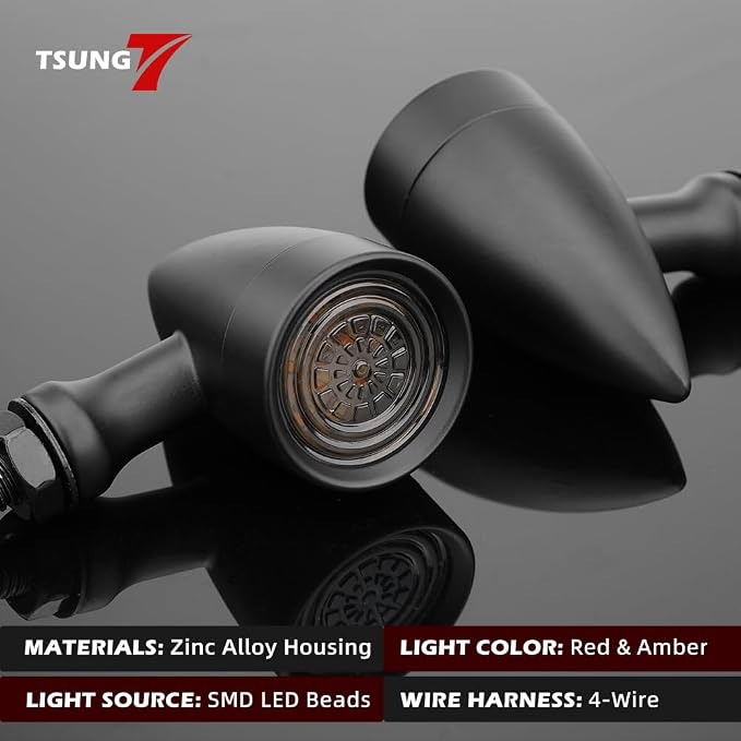 TSUNG Universal Motorcycle LED Turn Signals Small Bullet Front Rear Blinkers - Image 2