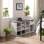 VASAGLE Shoe Bench with Cushion, Storage Bench, 10 Compartments - Image 4