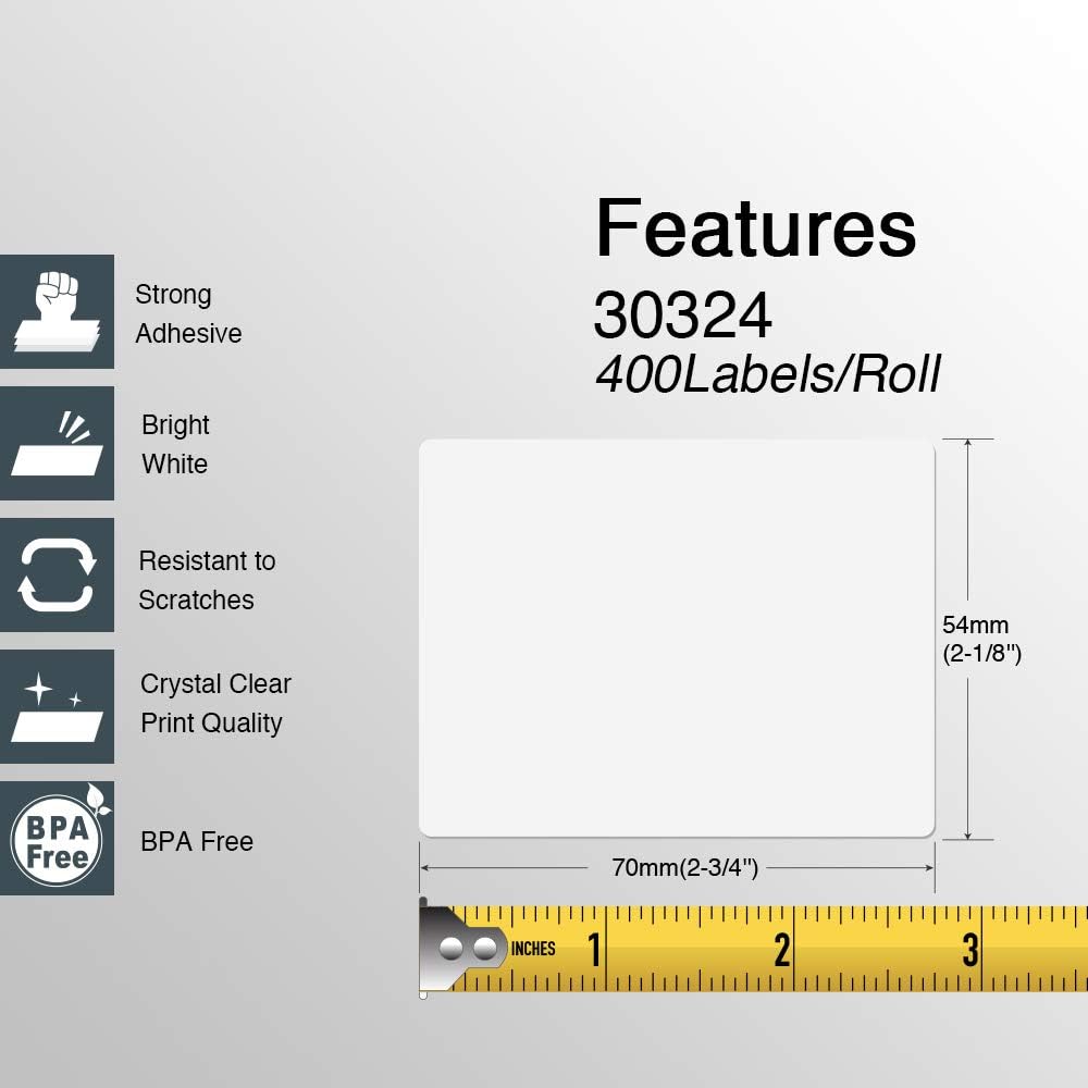 BETCKEY Colored Labels Compatible with Dymo 30324 (2-1/8" x 2-3/4") Large Multipurpose Labels, Compatible for Dymo LabelWriter Thermal 450, 4XL & Zebra Desktop Printers [6 Rolls, Red]