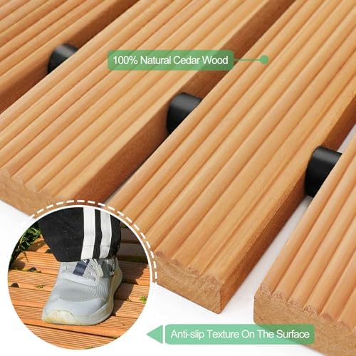 RELIANCER 12' Wooden Garden Pathway, Weather-Resistant Roll Out Cedar Walkway - Image 6