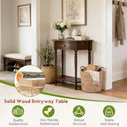 Half Moon Console Table Solid Wood Vintage Entryway Table - Image 4