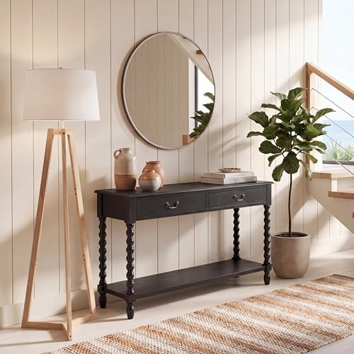 SAFAVIEH Athena 2-Drawer Wood Console Entryway Table, 35.5" Black CNS5702B - Image 2
