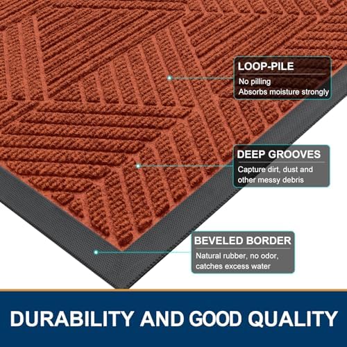 Smiry Front Door Mat Outside Entrance, Low Profile Rubber Doormat - Image 4