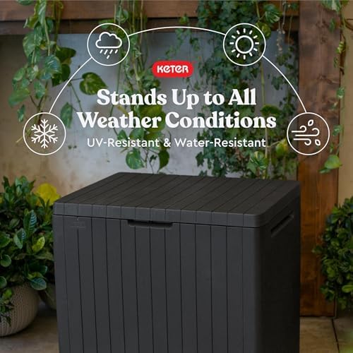 Keter City 30 Gal Outdoor Storage Box and Patio Side Table - Image 5