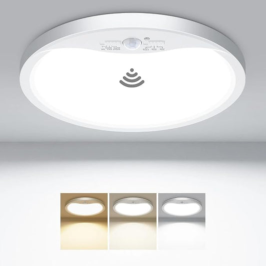 hepside Motion Sensor Ceiling Light Wired, 3000K/4000K/6500K LED Flush Mount by Hepside