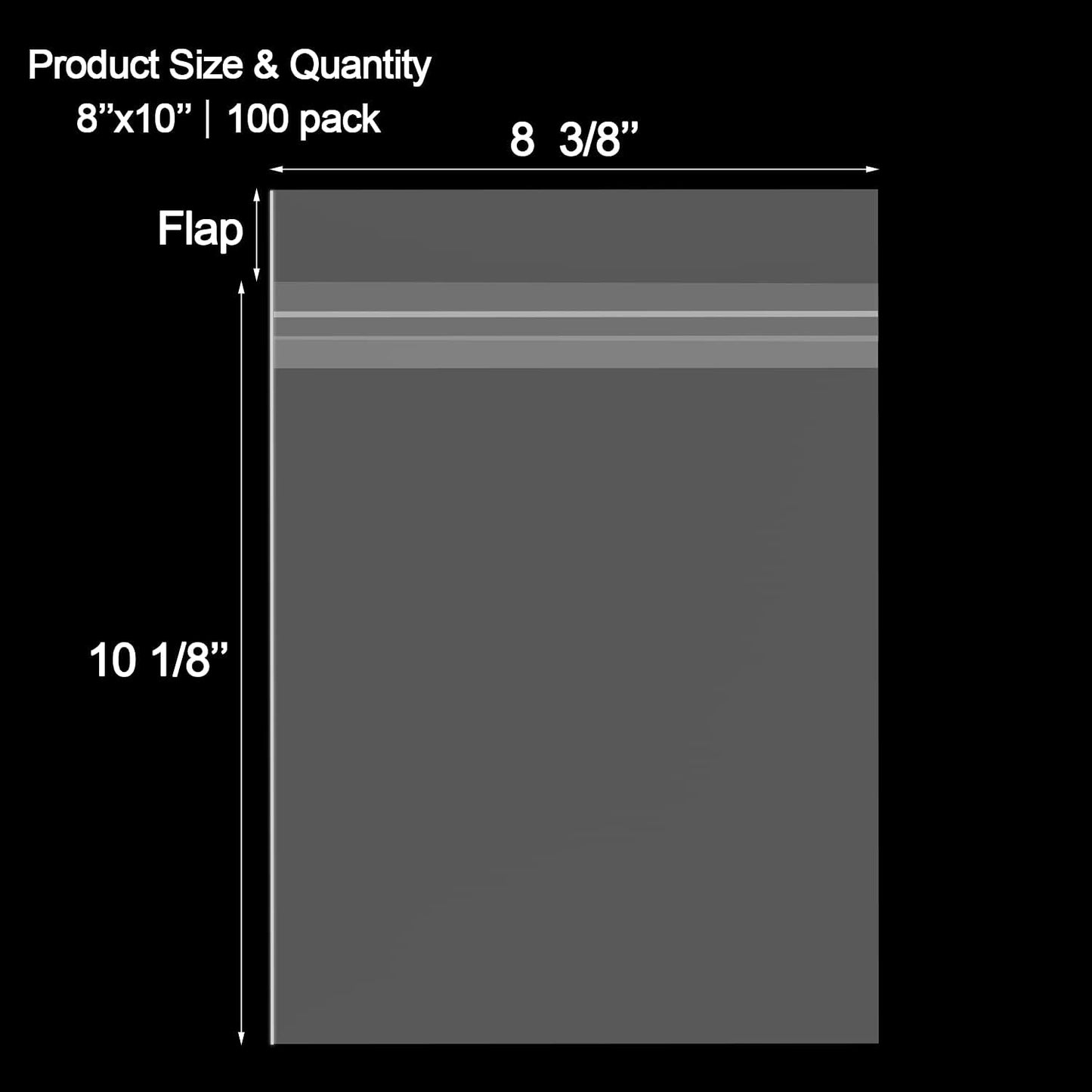 AUEAR 8" x 10" (100 Pack) Clear Plastic Sleeves - Acid Free 1.6mil Crystal Resealable Bags -Fit for 8x10 Prints & Photos, Handicraft