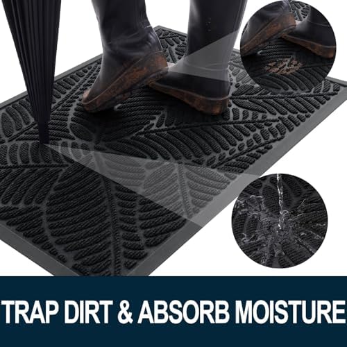 Colorxy Waterproof Front Doormat, Sturdy Natural Rubber Door Mat - Image 2
