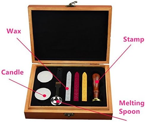 Vintage Alphabet Initial F Wax Seal Sealing Stamp Sealing Wax Sticks Spoon Wood Box Set Classical Old-fashioned Antique Alphabet Invitation Package Seal Wax Stamp Box Kit
