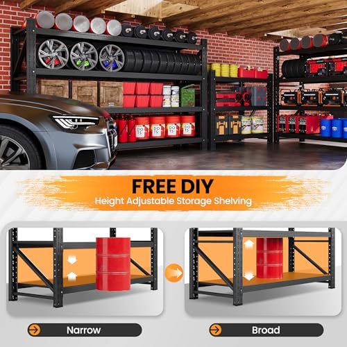 71.3” Wide Heavy Duty Metal Garage Shelving, Adjustable Storage Shelf - Image 4