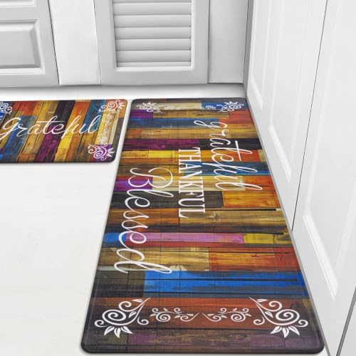HEBE Anti Fatigue Kitchen Mat Set of 2, Cushioned Kitchen Mats by HEBE
