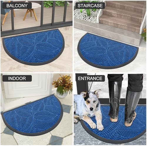 Colorxy Half Circle Waterproof Door Mat, Sturdy Rubber Doormat - Image 6