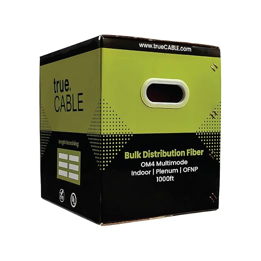 TRUE CABLE 12 Strand Bulk Fiber Optic Cable, Indoor Tight Buffered Distribution by trueCABLE