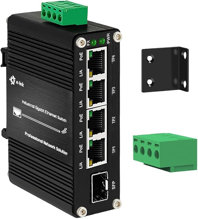 Industrial Gigabit 4 Ports PoE Ethernet Switch PoE+ Fiber Switch by WelcometotheThroncom