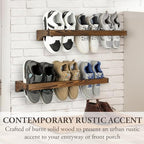 MyGift 30 Inch Rustic Burnt Wood Hanging Shoe Rack Wall Mounted Storage - Image 3