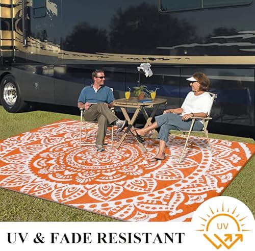 Bsmathom Waterproof Outdoor Rug 6'x9' Reversible Boho Plastic Straw Patio Deck - Image 5