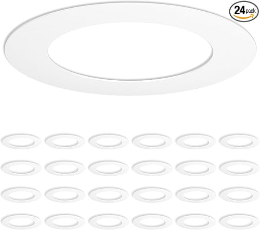 Amico 24 Pack Goof Rings for 6 Inch Recessed Lights, Can Light Trim Ring Cover by Amico