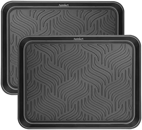 Boot Tray for Entryway Indoor, Heavy Duty Shoe Mat 2 Packs, 16.8"x12.8" by Aumket