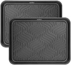 Boot Tray for Entryway Indoor, Heavy Duty Shoe Mat 2 Packs, 16.8"x12.8" by Aumket