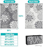 HEBE Waterproof Outdoor Rug 9'x12', Floral Reversible Plastic Patio Rug - Image 2