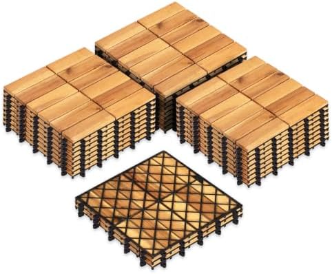 Goplus 27-Pack Acacia Wood Interlocking Deck Tiles by Goplus