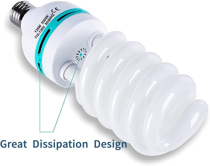 135W Light Bulb 5500K CFL Daylight Spiral Softbox Lighting Kit Bulb in E27/E26 - Image 7