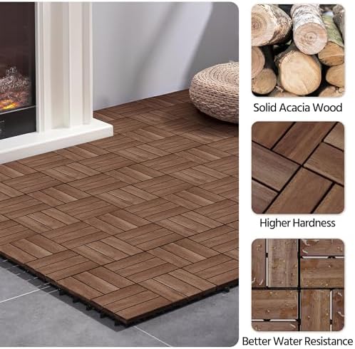 Yaheetech 108PCS Acacia Wood Deck Tiles Interlocking Patio Flooring - Image 4