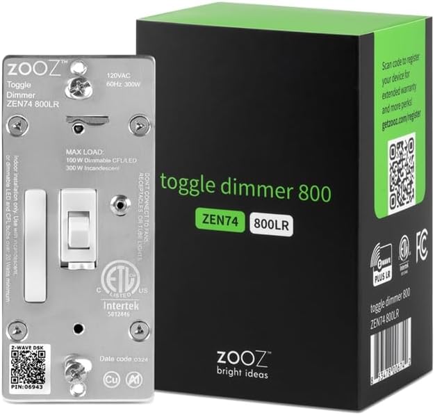 Zooz 800 Series Z-Wave Long Range Toggle Dimmer ZEN74 by ZOOZ