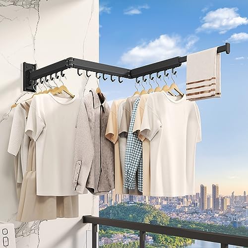 Wall Mounted Tri-Fold Clothes Drying Rack, Heavy Duty Collapsible Laundry - Image 2