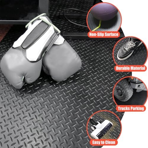 4' x 6' Feet Non-Slip Garage Floor Mat, 1-Piece Durable Rubber Flooring Roll - Image 4