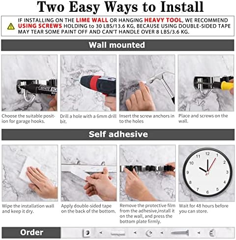 AceMining Broom Holder Wall Mount, 5 Racks 4 Hooks Heavy Duty Mop Organizer - Image 5