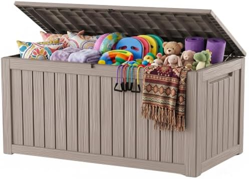 Outdoor Storage Box, 370 Gallon Waterproof Resin Deck Box by ATMELT