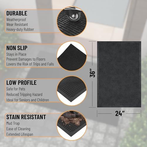 Ottomanson Waterproof Rubber Outdoor Doormat – Heavy-Duty Non-Slip Rubber Floor - Image 4