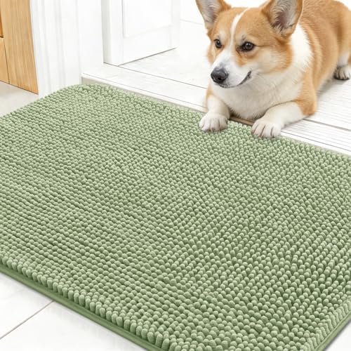 OLANLY Dog Door Mat for Muddy Paws 24x16, Super Absorbent Chenille Mud Mat by OLANLY