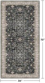 Black Boho Washable 3x6 Large Kitchen Runner Rug, Indoor Entryway Home Office - Image 2