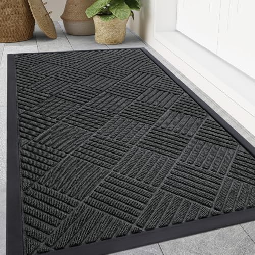 Smiry Front Door Mat Outside Entrance, Natural Rubber Doormat, 59x35 Inch by Smiry