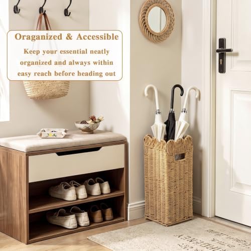 Scalloped Rattan Umbrella Stand - Image 6