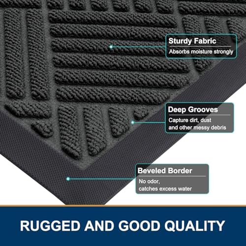 Smiry Front Door Mat Outside Entrance, Natural Rubber Doormat, 59x35 Inch - Image 4