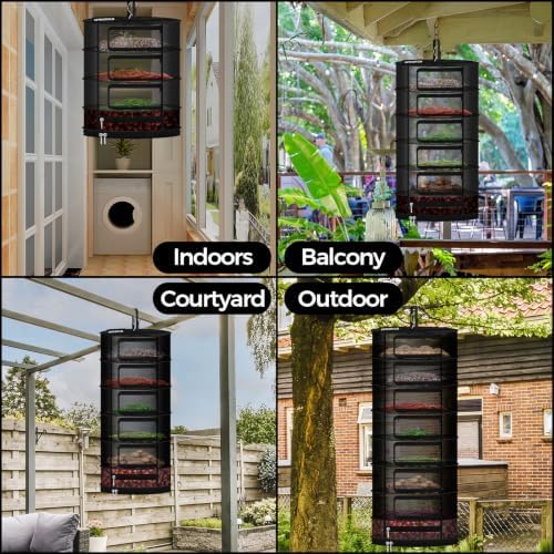 18" Diameter 6 Layer Herb Drying Rack Foldable C-Shaped Zipper - Image 7