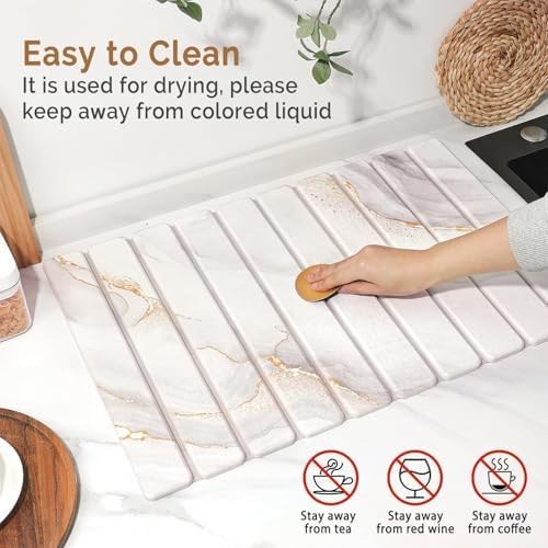 Large Stone Dish Drying Mat for Kitchen Counter, Quick Dry Stone Dishes Mats - Image 5