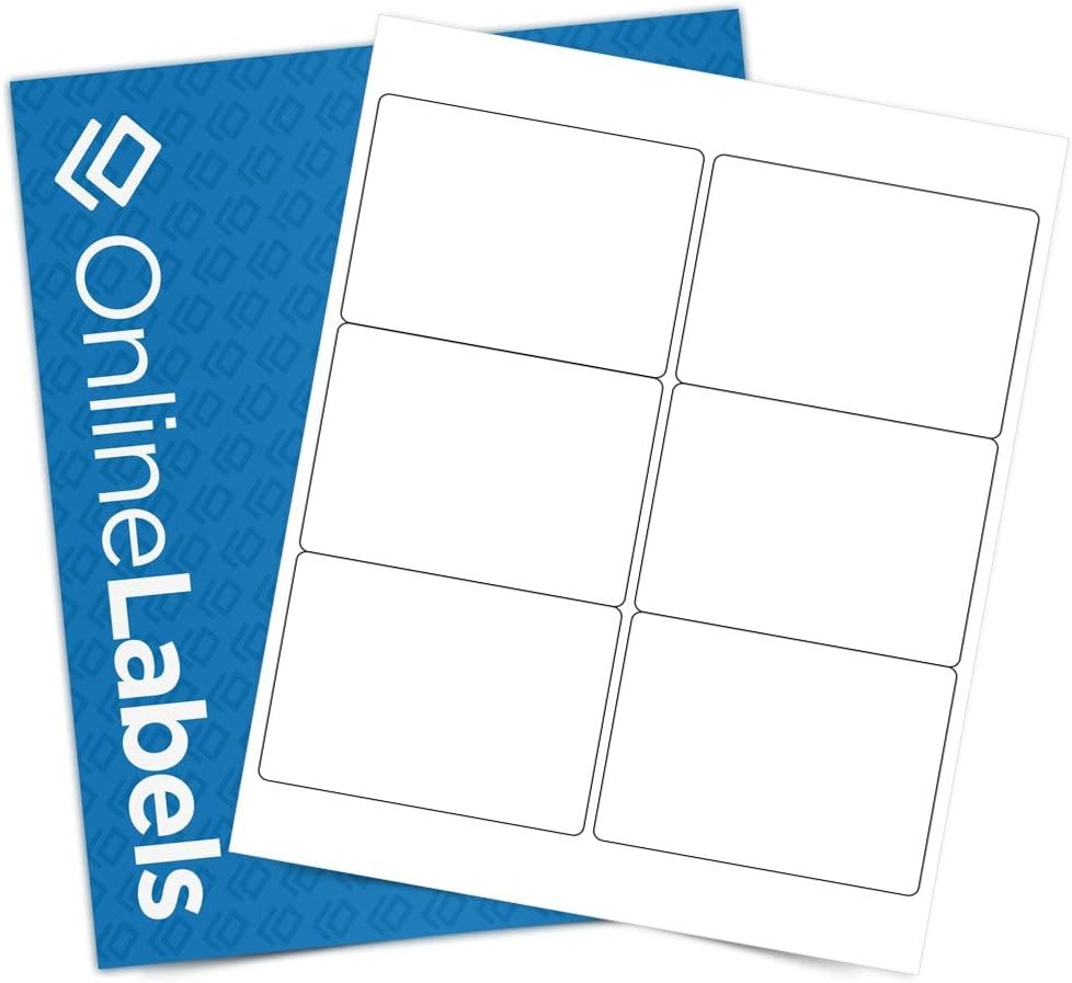 4 x 3 Rectangle Mailing Labels - Permanent, White Matte - Shipping, Wine, Product - Pack of 60,000-10,000 Sheets - Inkjet/Laser Printers - Online Labels