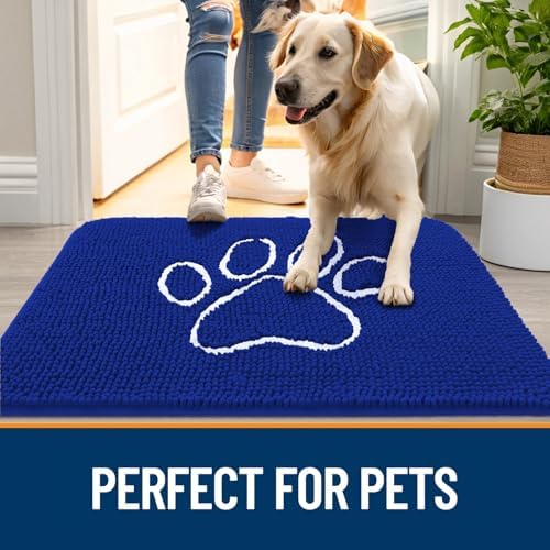 OLANLY Dog Door Mat for Muddy Paws 30x20, Paw Print Design Chenille Mud Mat - Image 6