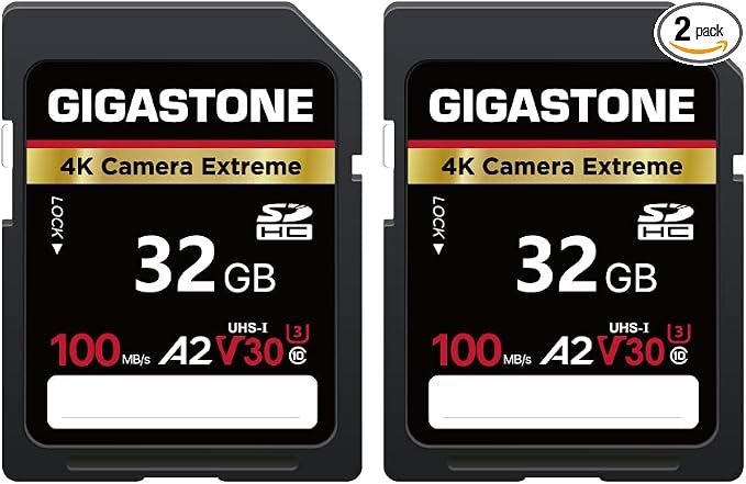 【5-Years Data Recovery】 GIGASTONE 32GB SD Card 2-Pack, 4K Camera Extreme by Gigastone